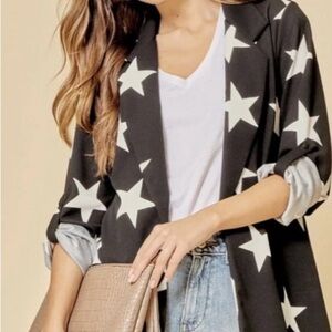 {NWOT} Andree by Unit Women's Black Star Print Jacket 1X